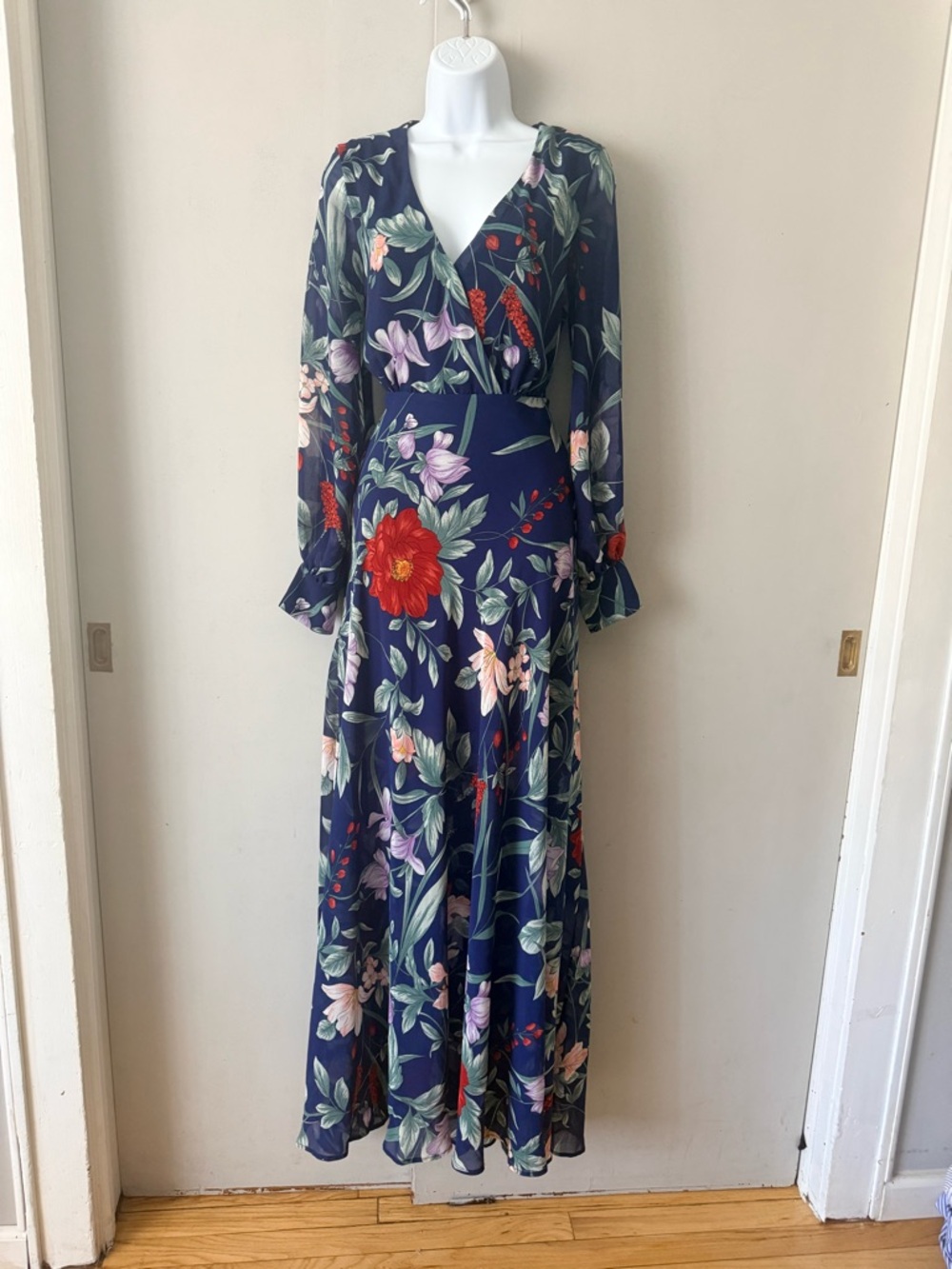 LULUS Navy Floral Wrap Maxi Dress - Women - Picture 2 of 4